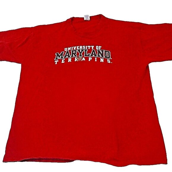 Russell Athletic University of Maryland Terrapins T Shirt L Red Logo Terps MD - Picture 1 of 6